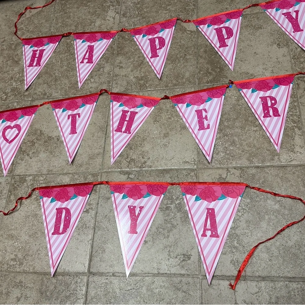 Mother’s Day party Banners String Hanging Triangle Bunting garlands
